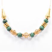 HALLMARKED 18CT GOLD & MALACHITE BEADED NECKLACE