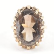 HALLMARKED 9CT GOLD & SMOKY QUARTZ RING