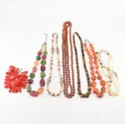 COLLECTION OF ASSORTED VINTAGE & LATER STONE & BEAD JEWELLERY
