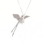 SILVER & CUBIC ZIRCONIA BIRD PENDANT & NECKLACE CHAIN