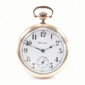ANTIQUE HAMPDEN GOLD PLATED OPEN FACE POCKET WATCH