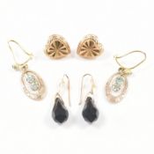 THREE PAIRS OF VINTAGE GOLD EARRINGS