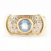 HALLMARKED 18CT GOLD TOPAZ & DIAMOND RING