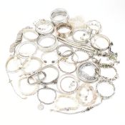COLLECTION OF ASSORTED SILVER TONE BANGLES & BRACELETS