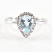 WHITE GOLD TOPAZ & DIAMOND CLUSTER RING