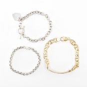 THREE 925 SILVER CHAIN BRACELETS