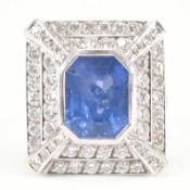 FRENCH 18CT GOLD SAPPHIRE & DIAMOND COCKTAIL RING
