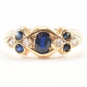 ANTIQUE 18CT GOLD SAPPHIRE & DIAMOND RING