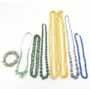 COLLECTION OF ASSORTED VINTAGE & LATER STONE & BEAD JEWELLERY
