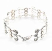 925 SILVER PEARL & MARCASITE BRACELET