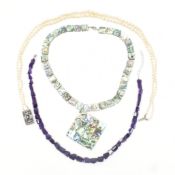 GROUP OF STERLING SILVER CLASP NECKLACES