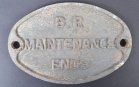 RAILWAYANA - BRITISH RAILWAYS MAINTENANCE ENDS JUNCTION SIGN