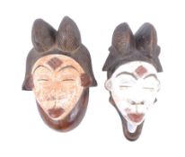 TWO AFRICAN TRIBAL PUNU LUMBO MOURNING MASKS
