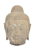 19TH CENTURY CHINESE TIBETAN STONE BUDDHA HEAD