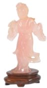 CHINESE CARVED PINK QUARTZ FIGURINE