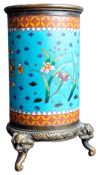19TH CENTURY CHINESE CLOISONNE & BRONZE BRUSH POT
