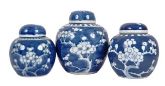 TRIO OF EARLY 20TH CENTURY CHINESE PRUNUS GINGER JARS