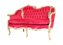 REPRODUCTION 19TH CENTURY CARVED TWO SEATER CANAPE SOFA