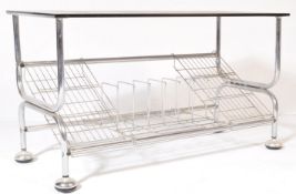 20TH CENTURY ITALIAN CHROME & SMOKED GLASS HIFI TABLE