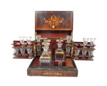 19TH CENTURY FRENCH INLAID FLAME MAHOGANY LIQUOR CABINET TANTALUS
