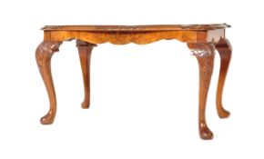1940S QUEEN ANNE REVIVAL WALNUT COFFEE TABLE