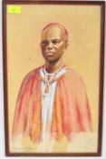 RETRO VINTAGE PASTEL PORTRAIT OF AN AFRICAN NOBLE