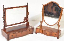 TWO VINTAGE 20TH CENTURY MAHOGANY TABLE TOP TOILET MIRRORS