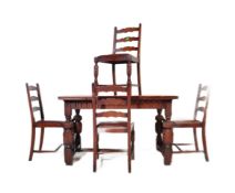 17TH CENTURY COMMONWEALTH REVIVAL OAK DINING ROOM SUITE