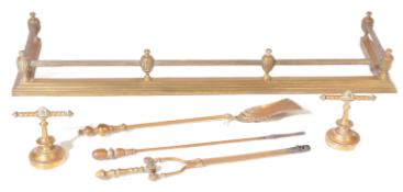 EARLY 20TH 20TH CENTURY BRASS FIRE FENDER AND COMPENDIUM SET