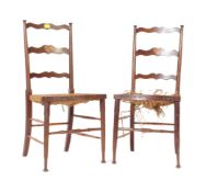 PAIR OF 19TH CENTURY ARTS & CRAFTS INLAID DINING CHAIRS