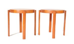 PAIR OF VINTAGE TEAK NEST OF CIRCULAR TABLES