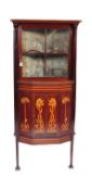 VINTAGE EDWARDIAN MAHOGANY INLAID CORNER CABINET