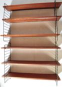 DANISH MID CENTURY MODULAR TEAK WOOD & METAL WALL SYSTEM
