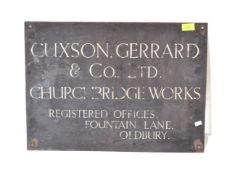EALRY 20TH CENTURY BRONZE SIGN CUXSON GERRARD