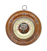 EARLY 20TH CENTURY WALNUT HAMBURG ANEROID WALL BAROMETER