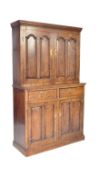 VICTORIAN 19TH CENTURY OAK ESTATE CUPBOARD BOOKCASE