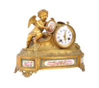 LATE 19TH CENTURY FRENCH MIROY GILT MANTEL CLOCK