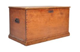 A 19TH CENTURY VICTORIAN PINE WOOD BLANKET BOX