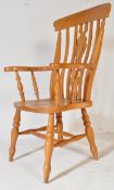 20TH CENTURY PINE FARMHOUSE KITCHEN WINDSOR ARMCHAIR