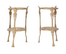 20TH CENTURY CLASSICAL PAIR OF PIERCED TWIN TIER PLANT STANDS