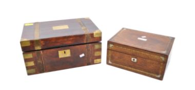 TWO VICTORIAN MAHOGANY WRITING SLOPE & BOX