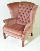 VINTAGE MID 20TH CENTURY PINK UPHOLSTERED WINGBACK ARMCHAIR
