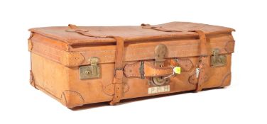 20TH CENTURY TAN LEATHER SUITCASE TRUNK CASE