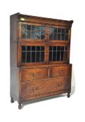 ARTS & CRAFTS - EARLY 20TH CENTURY MINTY OAK BOOKCASE DRAWERS