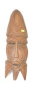 AFRICAN CARVED WOODEN TRIBAL WALL MASK OF AN ELDER