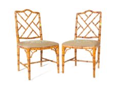 MATCHING PAIR OF 18TH CENTURY STYLE FAUX BAMBOO CHAIRS