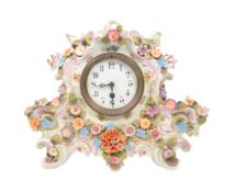 VICTORIAN CONTINENTAL FLORAL PORCELAIN MANTEL CLOCK