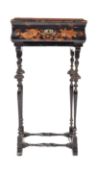 19TH CENTURY CHINESE CHINOISERIE LACQUERED LADIES WORK TABLE