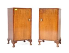 PAIR OF 1940'S QUEEN ANNE WALNUT BEDSIDE CABINET LOCKERS