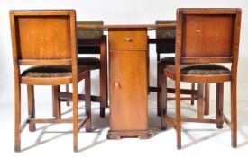 RETRO MID 20TH CENTURY WALNUT DROP LEAF DINING TABLE & CHAIRS